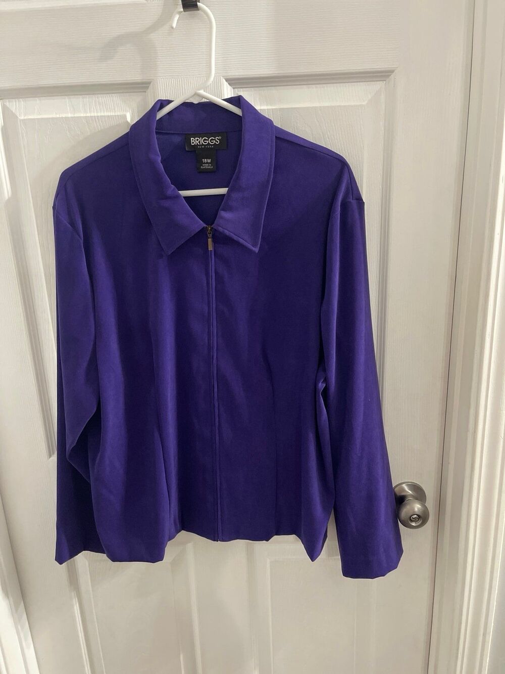 Briggs New York Long Sleeve Full Zip Top Color-Amethyst Size 18W